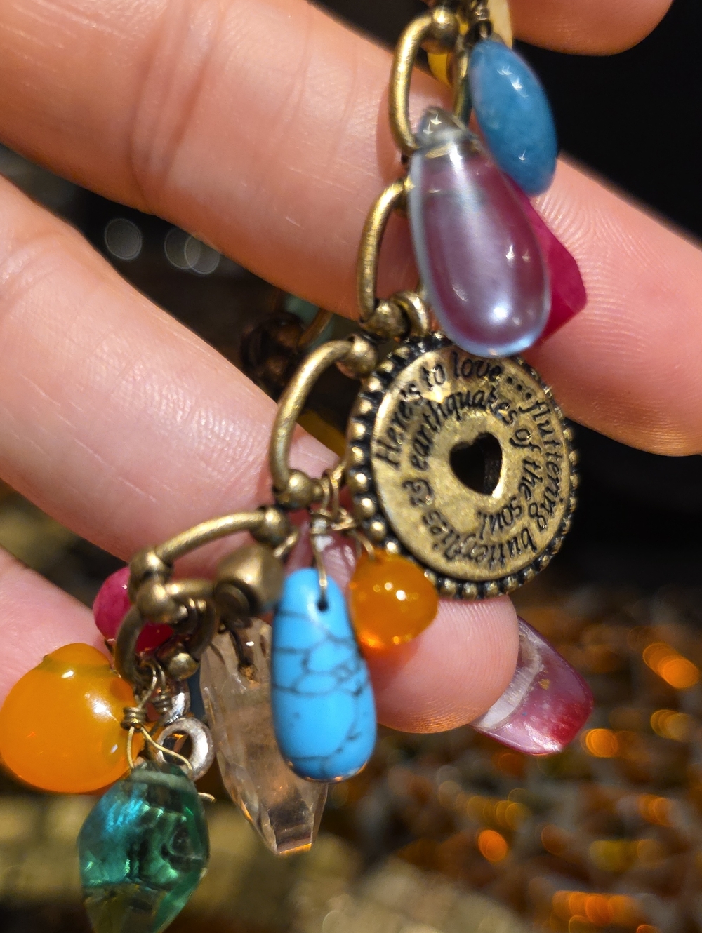 Fossil Multicolor Charm Bracelet with Brass-Tone Accents